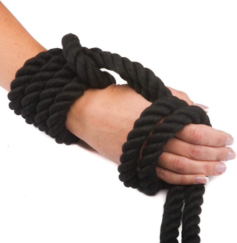 Natural Twisted Cotton Rope | (Black)(1/4 Inch x 50 Feet) | Made in The USA